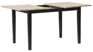 Tavolo da Pranzo Allungabile in Legno Chiaro e Piano in Gomma Nera 120/150 cm Foglia di Farfalla Beliani