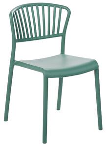 Set di 4 sedie da pranzo in plastica verde per interni ed esterni da giardino impilabili in stile minimalista Beliani