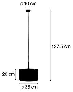 Lampada a sospensione nera paralume arancio 35 cm - COMBI