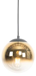 Lampada a sospensione Art Déco nera con vetro oro 20 cm - Pallon