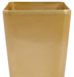 Set di 2 vasi per piante fioriere miscela di pietre dorato da esterno quadrate per tutte le stagioni Beliani