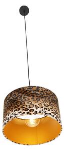 Lampada a sospensione nera paralume leopardato 35 cm - COMBI