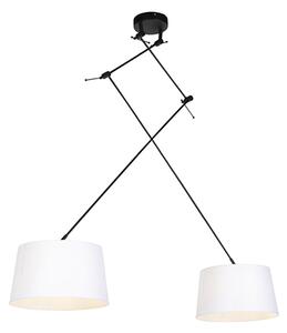 Lampada a sospensione con paralumi in lino bianco 35 cm - BLITZ II zwart