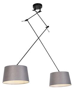 Lampada a sospensione con paralumi in lino grigio scuro 35 cm - BLITZ II zwart