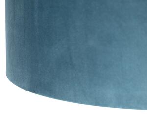 Lampada a sospensione paralumi in velluto blu / oro 35cm - BLITZ II Zwart