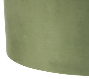 Lampada a sospensione paralumi in velluto verde / oro 35cm - BLITZ II Zwart