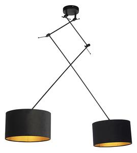 Lampada a sospensione paralumi in velluto oro/nero 35cm -BLITZ II zwart