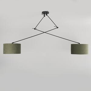 Lampada a sospensione nera con paralume 35 cm verde regolabile - BLITZ II