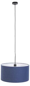 Lampada a sospensione nera con paralume blu invecchiato 50 cm - COMBI 1