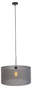 Lampada a sospensione nera paralume grigio 50 cm - COMBI 1