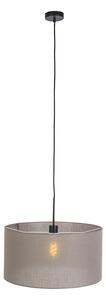 Lampada a sospensione nera paralume color tortora 50 cm - COMBI 1