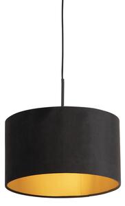 Lampada sospensione velluto nera oro 35 cm - COMBI
