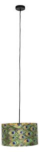 Lampada sospensione velluto pavone 35 cm - COMBI