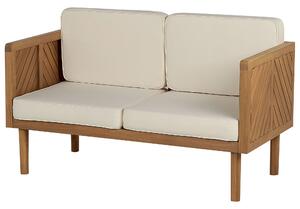 Set divani da giardino in legno di acacia cuscini bianchi 6 posti salotto da esterno design moderno Beliani