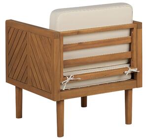 Set divani da giardino in legno di acacia cuscini bianchi 6 posti salotto da esterno design moderno Beliani