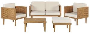 Set divani da giardino in legno di acacia cuscini beige chiaro 4 posti design moderno set conversazione per esterni Beliani