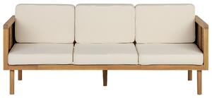 Set divani da giardino in legno di acacia cuscini bianchi tavolino 5 posti salotto da esterno design moderno Beliani