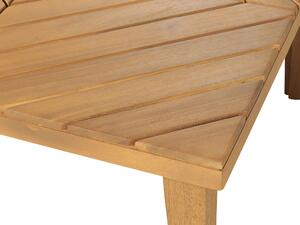 Poltrone da giardino in legno di acacia con tavolino cuscini schienale in poliestere beige chiaro interno esterno Beliani