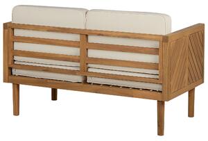 Set divani da giardino in legno di acacia cuscini bianchi tavolino 5 posti salotto da esterno design moderno Beliani