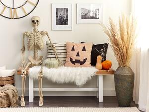 Set di 2 cuscini decorativi motivo scheletro in velluto nero, 45 x 45 cm, quadrati, moderni, accessori per la decorazione di Halloween Beliani