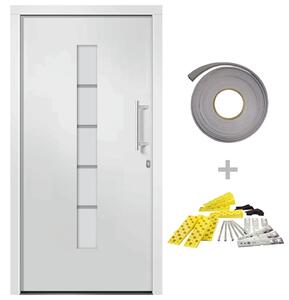 Porta d'Ingresso in Alluminio e PVC Bianco 100x200 cm