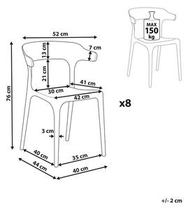 Set di 8 sedie polipropilene resistente colore grigio scuro per interno ed esterno stile moderno Beliani