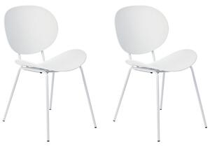 Set di 2 sedie da pranzo in materiale sintetico bianco e gambe metallo stile moderno soggiorno cucina Beliani