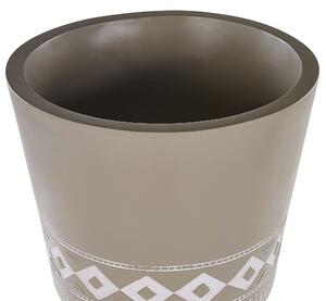 Supporto per piante in ceramica color talpa rotondo 41 x 41 cm gambe in legno massello moderno scandinavo alto vaso per piante Beliani