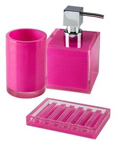 Set accessori 3 pezzi Cipì serie Billy Pink Dispenser Bicchiere e Porta sapone