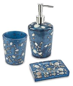 Set accessori da bagno 3 pezzi Antille azzurro Dispenser Bicchiere e Porta sapone