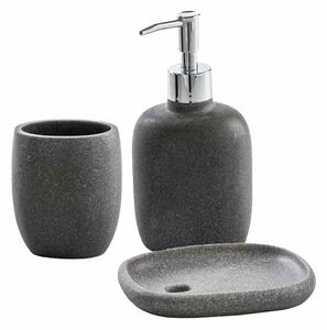 Set accessori da bagno 3 pezzi Dispenser Bicchiere e Porta sapone Zen grigio