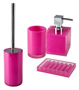 Set accessori 4 pezzi Dispenser Bicchiere Porta sapone Scopino serie Billy Pink di Cipì