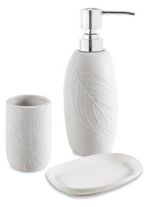 Set accessori 3 pezzi in ceramica Dispenser Bicchiere e Porta sapone Cipì serie White Leaves
