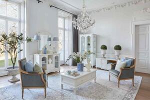 Tavolino salotto bianco opaco con cassetti in stile provenzale-Arrediorg.it