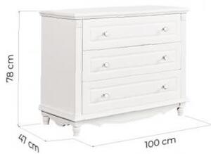 Comò 3 cassetti bianco stile provenzale in legno PRINCESS 836-3 - Arrediorg