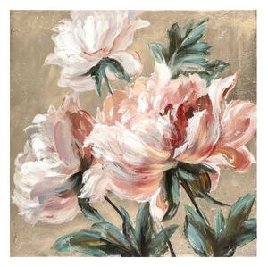 Agave Quadro classico floreale dipinto a mano su tela "Elegant Roses 1" 100x100 Tela Dipinti su Tela Quadri per soggiorno