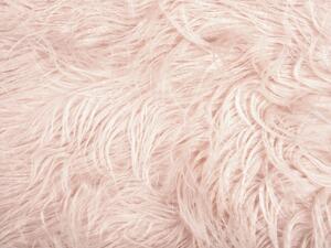 Poggiapiedi in finta pelliccia rosa con base in metallo dorato Sgabello da toeletta in Tappeto finta pelle di montone Glam Modern Beliani