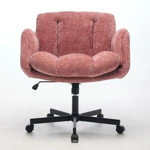 Sedia da ufficio moderna in velluto – Sedia ergonomica per il lavoro – Giratoria – Regolabile in altezza – Braccioli regolabili in diverse posizioni – Imbottitura in schiuma – Rosa