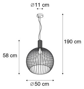 Lampada a sospensione rotonda intelligente nera 50 cm con Wifi G95 - Dos