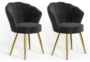 Poltrona a forma di conchiglia - Sedia da toeletta - Design moderno - Gambe in metallo - Seduta imbottita e confortevole - Rivestimento in tessuto - Adatta per camera da letto/soggiorno - Colore: nero