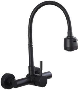 Rubinetto da cucina RVS con deviazione girevole a 360°, nero