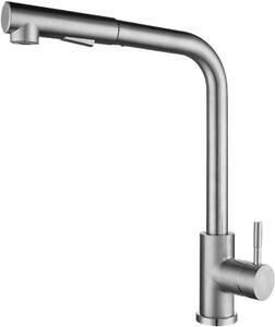 Rubinetto da cucina - RVS, doccetta estraibile, maniglia monomando, profilo ribassato (curvo)