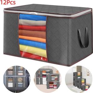 Sacchetti porta abiti - Organizer per armadio - Set da 12 - Tessuto non tessuto - Pieghevoli - Grande volume 60×40×35 cm - Riutilizzabili