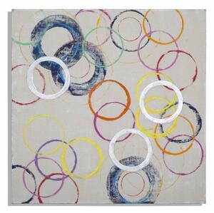 Dipinto Su Tela Floating Circles -B- Cm 80X3X80- Mauro Ferretti