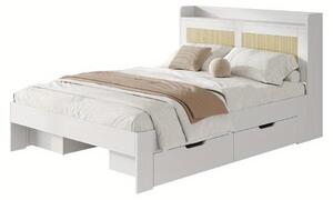 Struttura letto - Letto matrimoniale - Letto a piattaforma - Letto contenitore - Divano letto - 140x200 cm - Bianco - Con cassetti contenitori