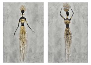 Agave Quadri moderni set 2pz a tema figurativo "Ritratto d’africa" 40x60 Tela,Cotone Dipinti su Tela
