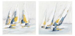 Agave Set 2pz quadri con paesaggio dipinti a mano su tela "Mediterranean Wind" 40x40 Tela,Cotone Dipinti su Tela Quadri per soggiorno