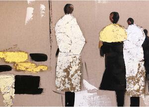 Agave Quadro contemporaneo figurativo dipinto a mano su tela "Promenade" 150x60 Tela,Cotone Dipinti su Tela Quadri per soggiorno