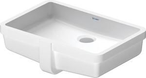 Lavabo encastré Duravit Vero 48cm blanc avec trop-plein, sans banc à trou pour robinet, 0330480000, 0330480000