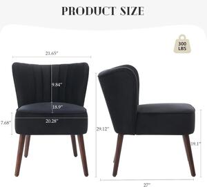 Poltrona ergonomica dal design minimalista - Poltrona singola da lounge senza braccioli - Stile mid-century - Seduta imbottita - Struttura in legno - Colore nero
